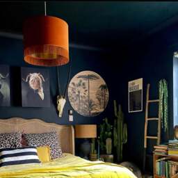 "Rackhams Rust Velvet Lampshade with Gold Lining & Fringing - Table / Floor Lamp - 30cm Diameter x 20cm Height / (12"" x 8"")" - thumbnail 2