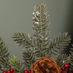 Rackhams 33cm Christmas Tree Topper with Pinecones, Red Berries and Frosted Seasonal Foliage - thumbnail 4