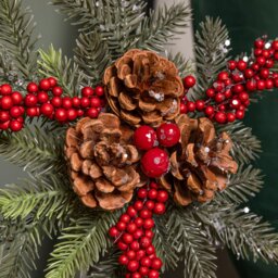 Rackhams 33cm Christmas Tree Topper with Pinecones, Red Berries and Frosted Seasonal Foliage - thumbnail 5
