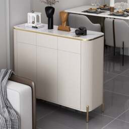 Rackhams Samantha Shoe Storage, Off White - With Golden Legs - 140cm - thumbnail 2