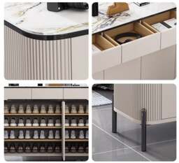 Rackhams Samantha Shoe Storage, Off White - With Golden Legs - 140cm - thumbnail 6