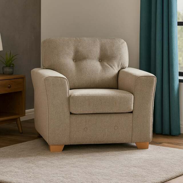 Rackhams Hartley Fullback Tufted Armchair - Beige - image 1