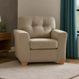 Rackhams Hartley Fullback Tufted Armchair - Beige - thumbnail 1