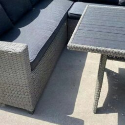 Rackhams Rattan Weatherproof Garden 5 Seater Corner Sofa Lounge Set with Dining Table - Black - thumbnail 3