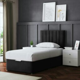 Rackhams Amelia Divan Bed with Upholstered Headboard - Black - Single