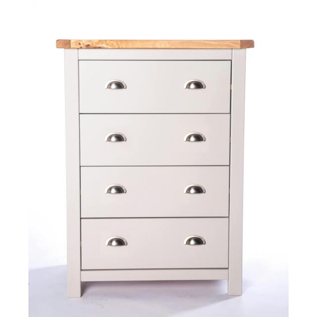 Rackhams Argenta 4 Drawer Chest of Drawers Chrome Cup Handle - Light Grey - image 1