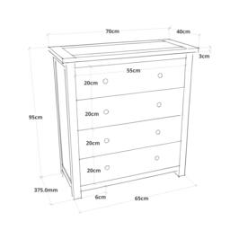 Rackhams Argenta 4 Drawer Chest of Drawers Chrome Cup Handle - Light Grey - thumbnail 4