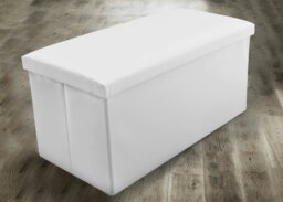 Rackhams Faux Leather Storage Ottoman - 76cm x 38cm Foldable - Black - thumbnail 2