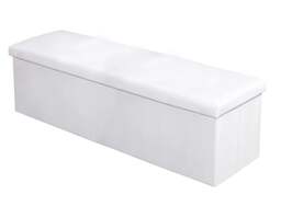 Rackhams Faux Leather Storage Ottoman - 76cm x 38cm Foldable - Black - thumbnail 3