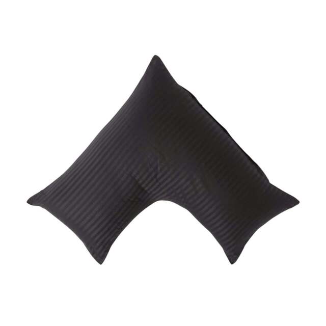 Rackhams Silky 330 TC Egyptian Cotton Satin Stripe V Shaped Pillowcase - Black - image 1