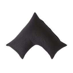 Rackhams Silky 330 TC Egyptian Cotton Satin Stripe V Shaped Pillowcase - Black