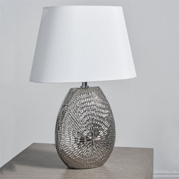 Rackhams Caitlin Small Silver Ceramic Table Lamp - image 1