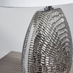 Rackhams Caitlin Small Silver Ceramic Table Lamp - thumbnail 3
