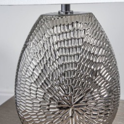 Rackhams Caitlin Small Silver Ceramic Table Lamp - thumbnail 4