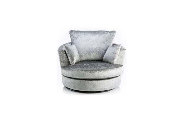 Rackhams Dylan Crushed Velvet Fabric Swivel Chair Armchair in Silver - Silver
