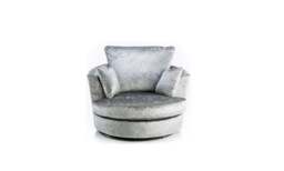 Rackhams Dylan Crushed Velvet Fabric Swivel Chair Armchair in Silver - Silver