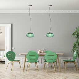 Rackhams Modern Designer Emerald Forest Green Line Ribbed Glass Oval Pendant Lamp Shade - thumbnail 6