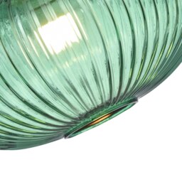 Rackhams Modern Designer Emerald Forest Green Line Ribbed Glass Oval Pendant Lamp Shade - thumbnail 2