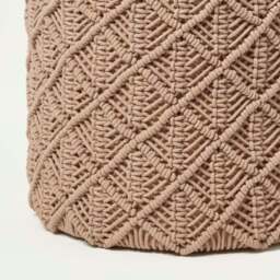 Rackhams Delilah Brown Macrame Pouffe - 42 cm Tall - thumbnail 4
