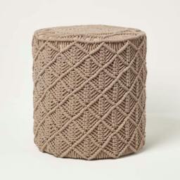 Rackhams Delilah Brown Macrame Pouffe - 42 cm Tall