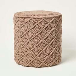 Rackhams Delilah Brown Macrame Pouffe - 42 cm Tall - thumbnail 2
