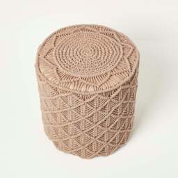 Rackhams Delilah Brown Macrame Pouffe - 42 cm Tall - thumbnail 6