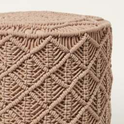 Rackhams Delilah Brown Macrame Pouffe - 42 cm Tall - thumbnail 5