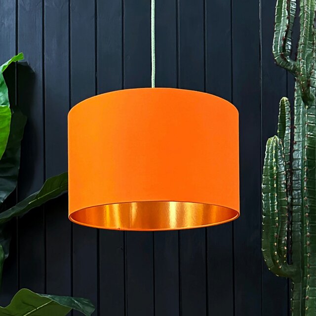 "Rackhams Pumpkin Cotton Lampshade With Copper Foil Lining - 70cm Diameter x 30cm Height / (27"" x 12"")" - image 1