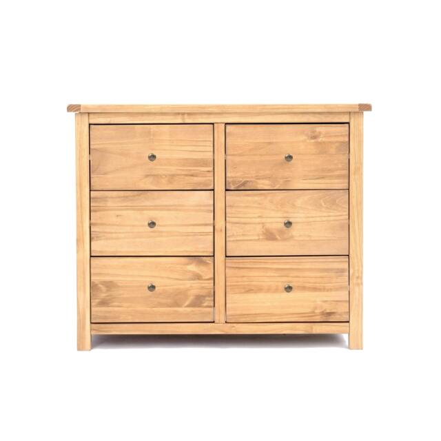 Rackhams Lugo 6 Drawer Chest of Drawers Brass Knob - Light Brown - image 1