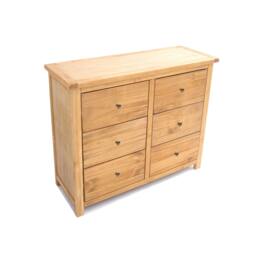 Rackhams Lugo 6 Drawer Chest of Drawers Brass Knob - Light Brown - thumbnail 3