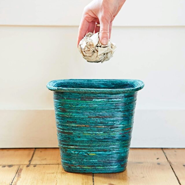 Rackhams Recycled Newspaper Waste Paper Basket - Teal - image 1