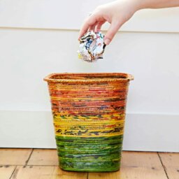 Rackhams Recycled Newspaper Waste Paper Basket - Teal - thumbnail 3