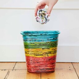 Rackhams Recycled Newspaper Waste Paper Basket - Teal - thumbnail 5