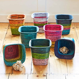 Rackhams Recycled Newspaper Waste Paper Basket - Teal - thumbnail 2