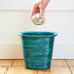 Rackhams Recycled Newspaper Waste Paper Basket - Teal