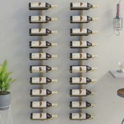 Rackhams Wall-mounted Wine Rack for 10 Bottles 2 pcs Gold Metal - thumbnail 1