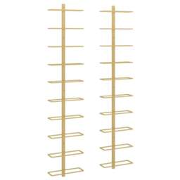 Rackhams Wall-mounted Wine Rack for 10 Bottles 2 pcs Gold Metal - thumbnail 2