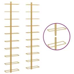 Rackhams Wall-mounted Wine Rack for 10 Bottles 2 pcs Gold Metal - thumbnail 5