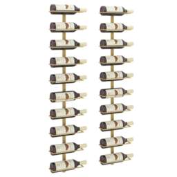 Rackhams Wall-mounted Wine Rack for 10 Bottles 2 pcs Gold Metal - thumbnail 3