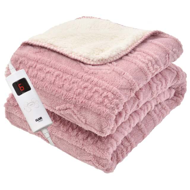 Rackhams Heated Electric Throw Blanket - Luxurious & Soft Design - 9 Temperature Settings & 9-Hour Timer Pink - image 1