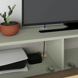 "Rackhams Francy Wall-Mounted TV Unit Modern Media Centre TV Cabinet 42"" 135cm - Ash Green" - thumbnail 5