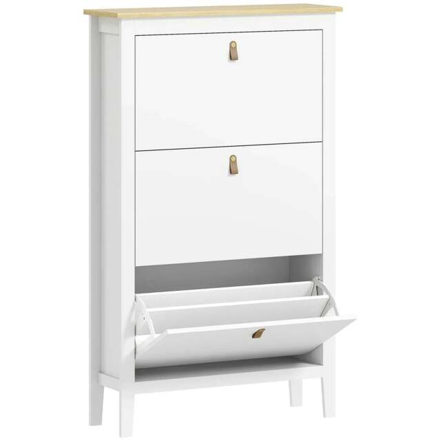 Rackhams Modern Three-Drawer Shoe Cabinet - White