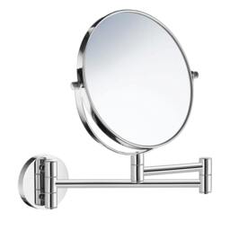 Rackhams Polished Chrome Double Sided Mirror (170mm) Wall Mounted Swing Arm 7x Magnification Bathroom Makeup or Shaving Mirror
