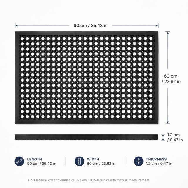 Rackhams Heavy Duty Rubber Ring Floor Mat - 90cm x 60cm - image 1