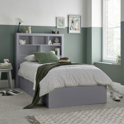 Rackhams Oscar Grey Wooden Bookcase Ottoman Storage Bed Single - Single - thumbnail 2