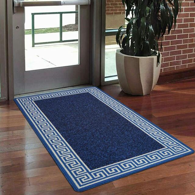 Rackhams Greekey Gel Mat - Blue Cream - 40cm x 60cm (1.3ft x 1.95ft)