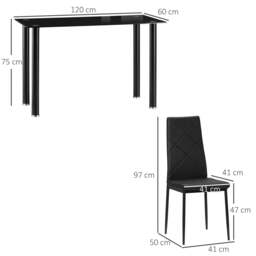 Rackhams Modern Dining Table Set for 4, Space-Saving 5 Pieces Kitchen Table Set with Rectangle Table and Steel Frame, Black - thumbnail 3