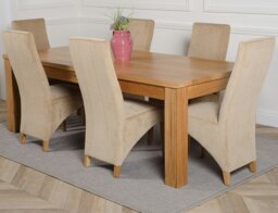 Rackhams Dakota Extra Large Oak Dining Table with Lola Fabric Chairs - 6 chairs - Grey - thumbnail 3