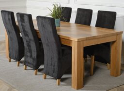 Rackhams Dakota Extra Large Oak Dining Table with Lola Fabric Chairs - 6 chairs - Grey - thumbnail 2