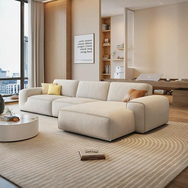 Rackhams Freya Three Seater Corner Sofa, Suede - Left Hand Facing - Cream - Three Seater Corner 300cm - image 1